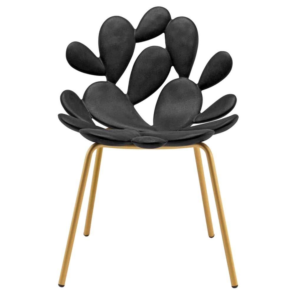 Chaise Cactus noire/laiton de Marcantonio, fabriquée en Italie