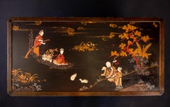 Black & Brass Coromandel Table with Greek Key Detail