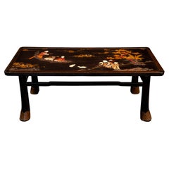 Black & Brass Coromandel Table with Greek Key Detail