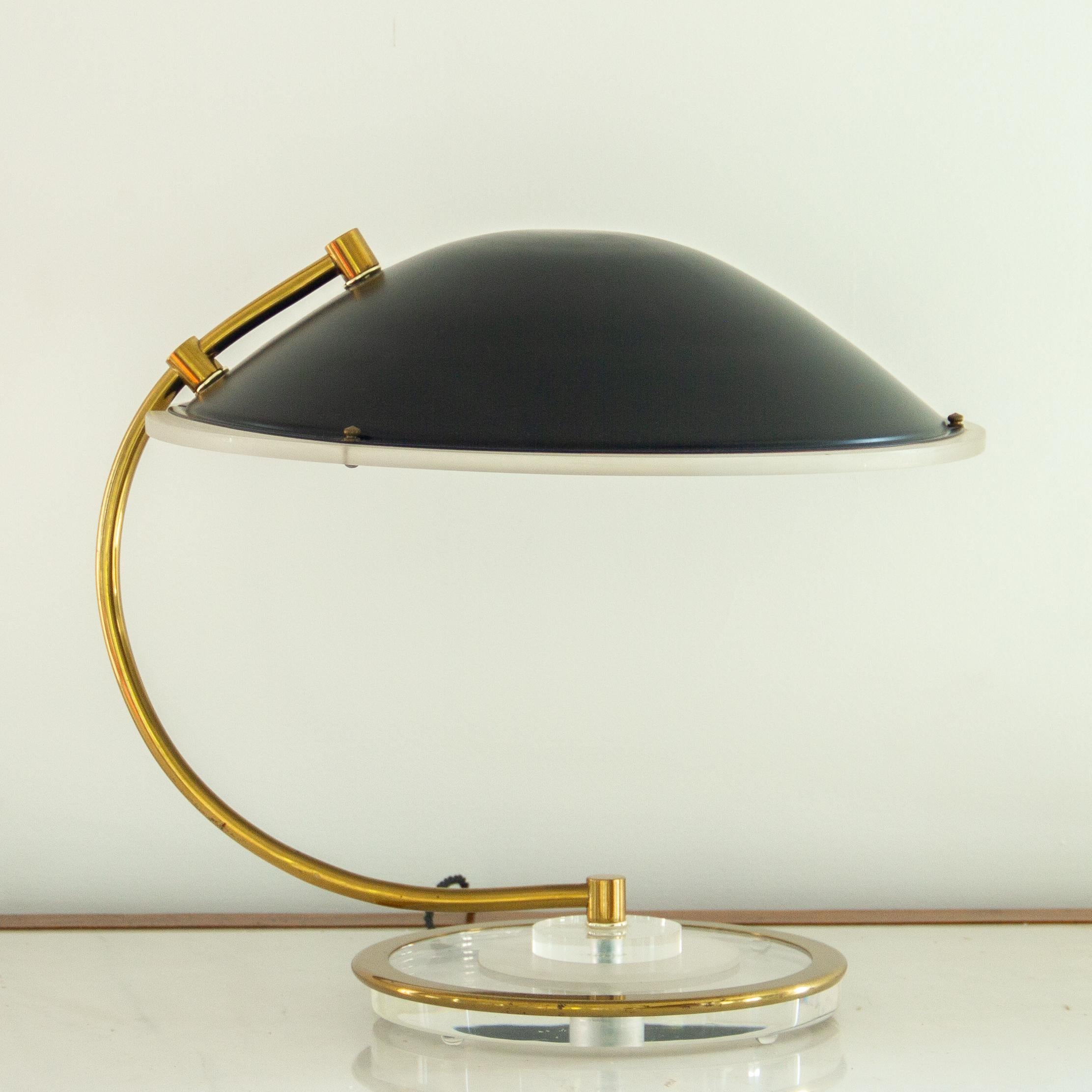 Mid-Century Modern Black and Brass Desk Lamp by Bauer, 1983