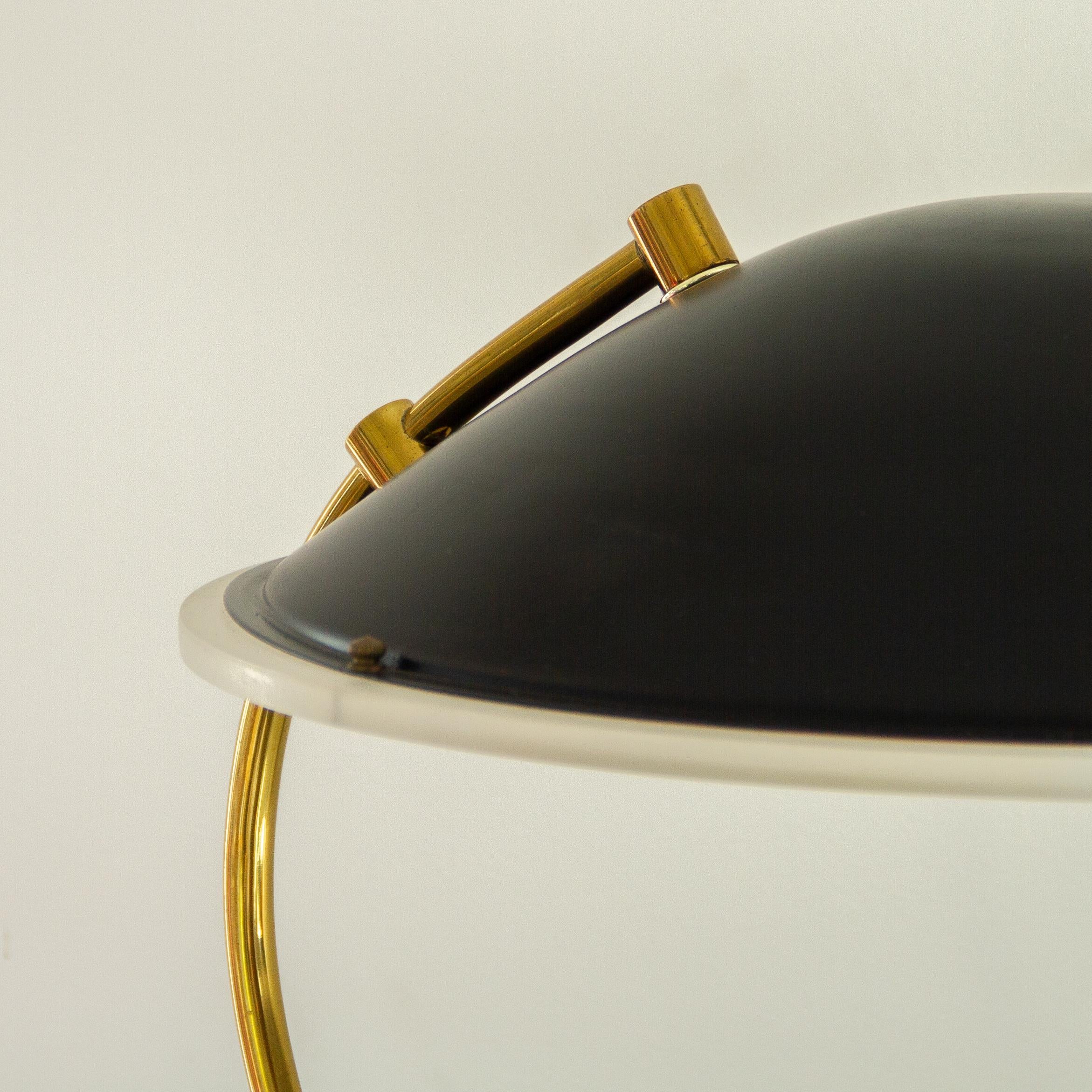 American Black and Brass Desk Lamp by Bauer, 1983 For Sale