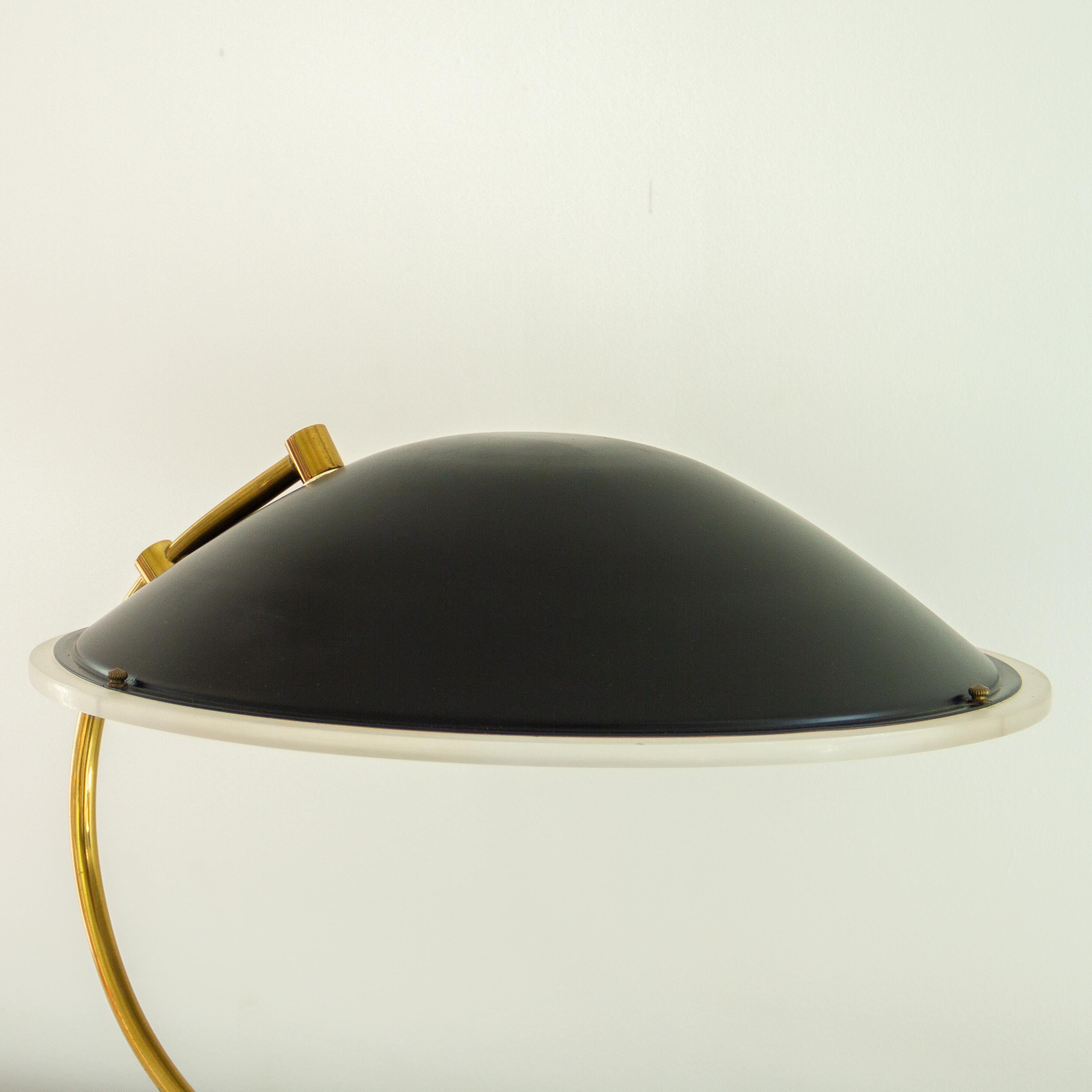 Black and Brass Desk Lamp by Bauer, 1983 In Good Condition For Sale In Donhead St Mary, Wiltshire