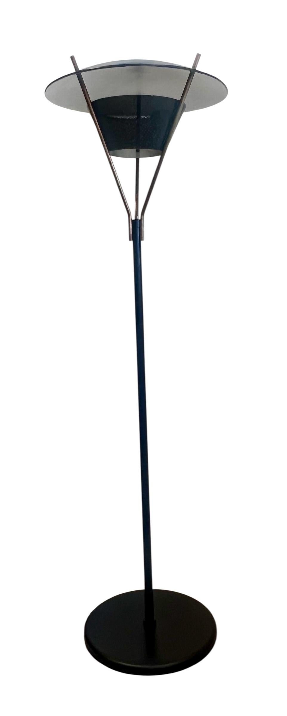 Stehlampe schwarz & messing von Gerald Thurston für Lightolier im Angebot 3