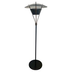 Black & Brass Floor Lamp by Gerald Thurston for Lightolier