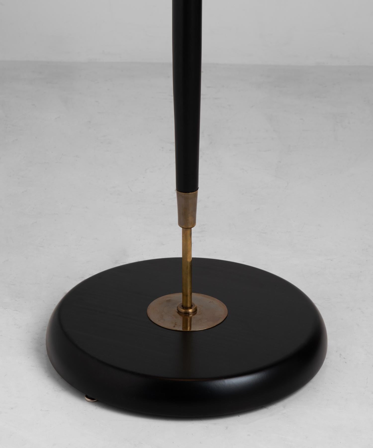 Black & Brass Floor Lamp, Made in Italy In New Condition For Sale In Culver City, CA