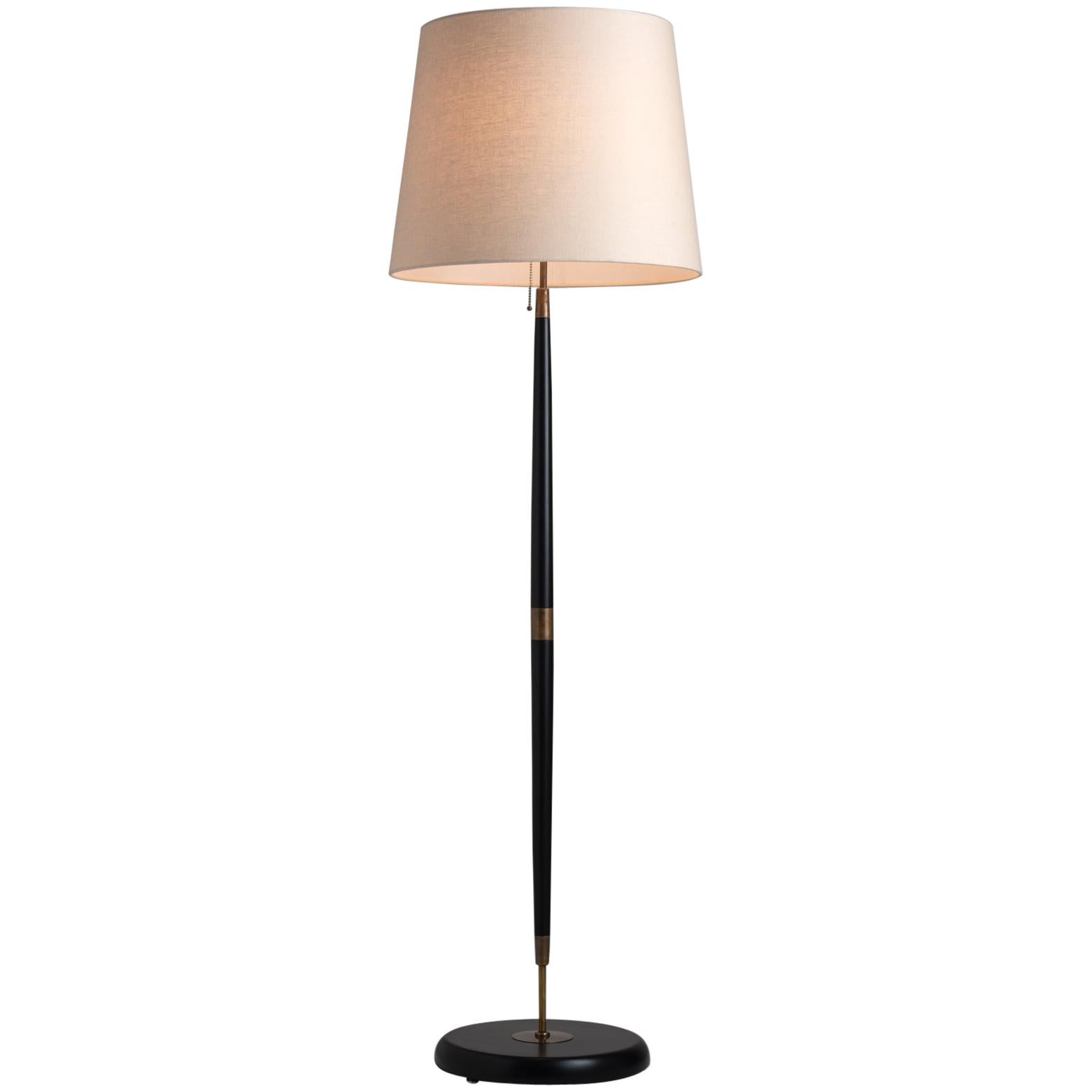 Black & Brass Floor Lamp, Made in Italy For Sale