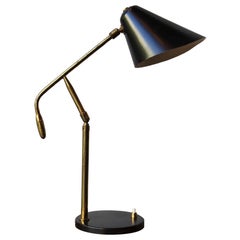 Black 
Brass Modernist Table Lamp Italy, circa 1950