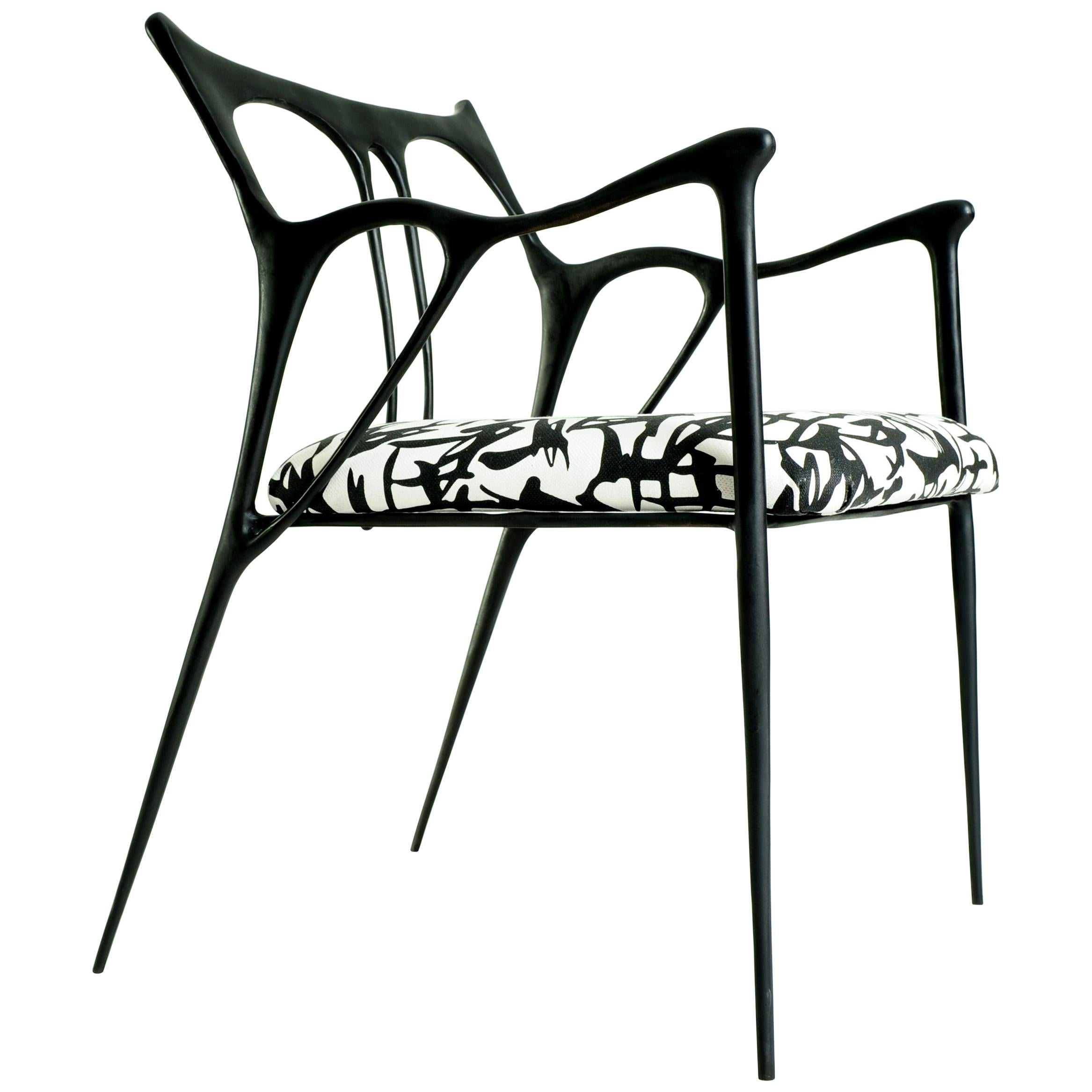 Black Brass Sculpted Chair by Misaya For Sale at 1stDibs