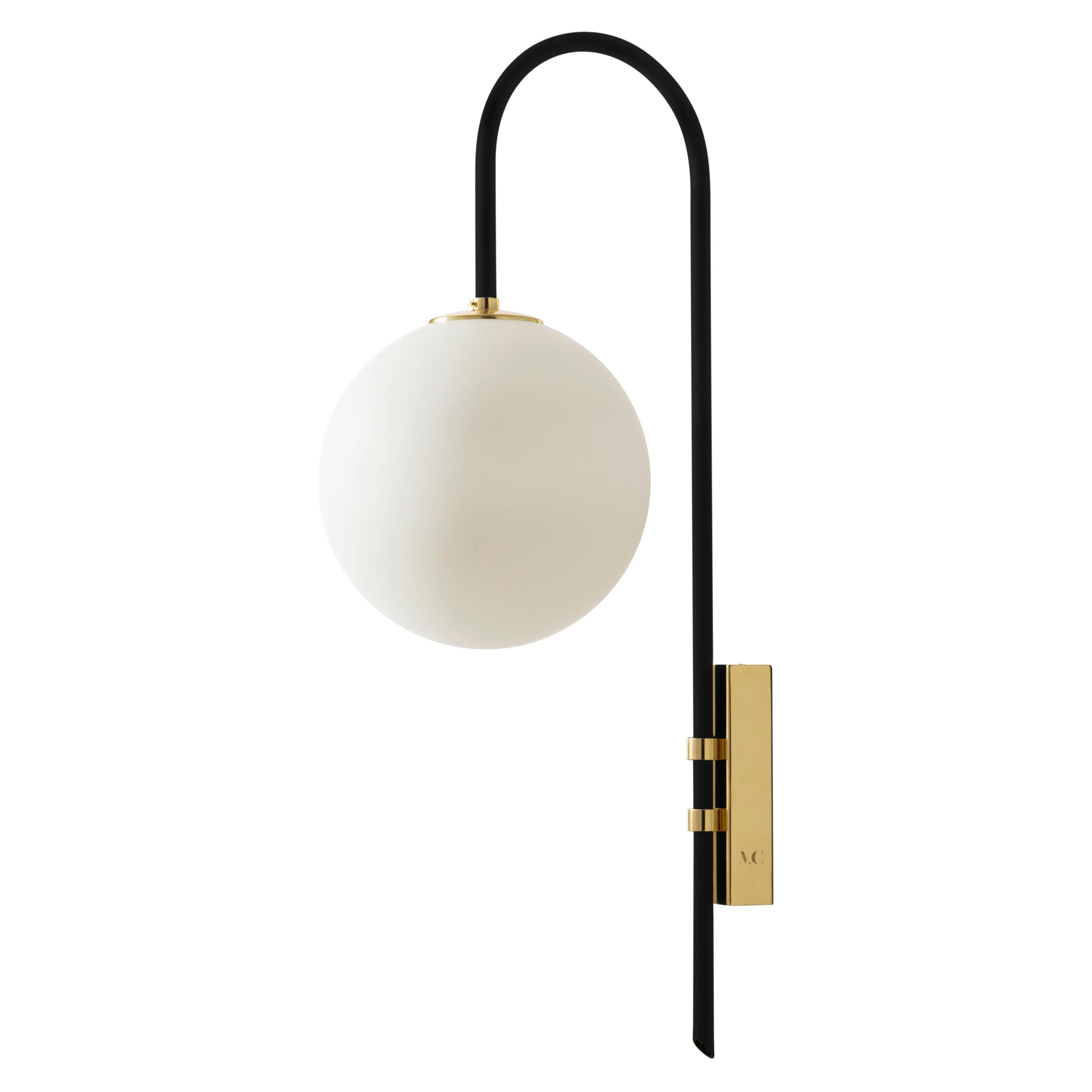 Arco Lamp, Black Edition, by Rain, Contemporary Wall Lamp, Stainless