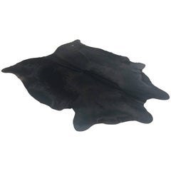 Modern Salt And Pepper Leather Cowhide With Black White Spots Black Brazilian Cowhide Rug