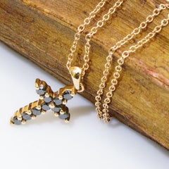 Black Brilliant Cross Pendant 0.35 ct AAA+ best Diamondquality handmade in Italy