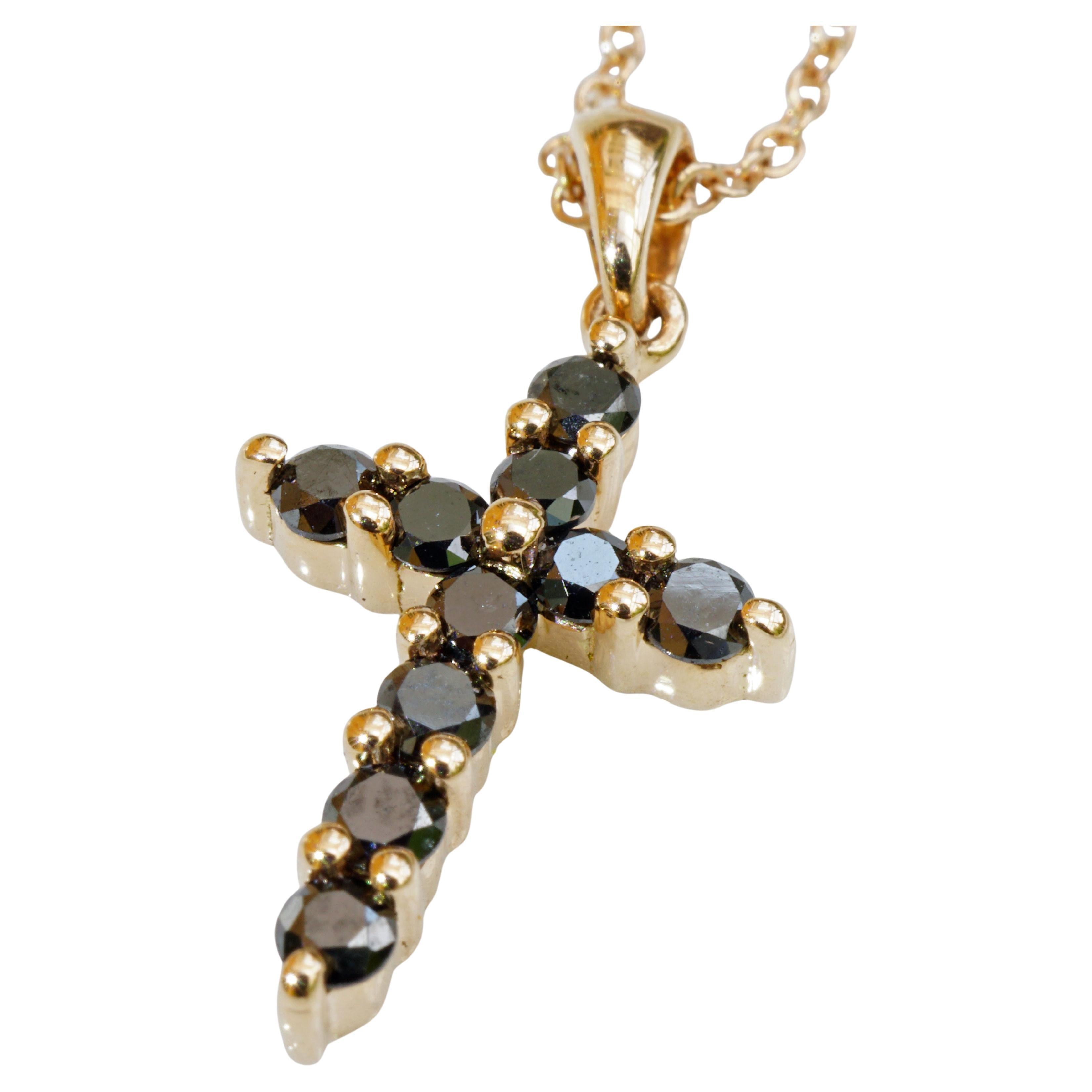 Black Brilliant Cross Pendant 0.35 ct AAA+ best Diamondquality handmade in Italy