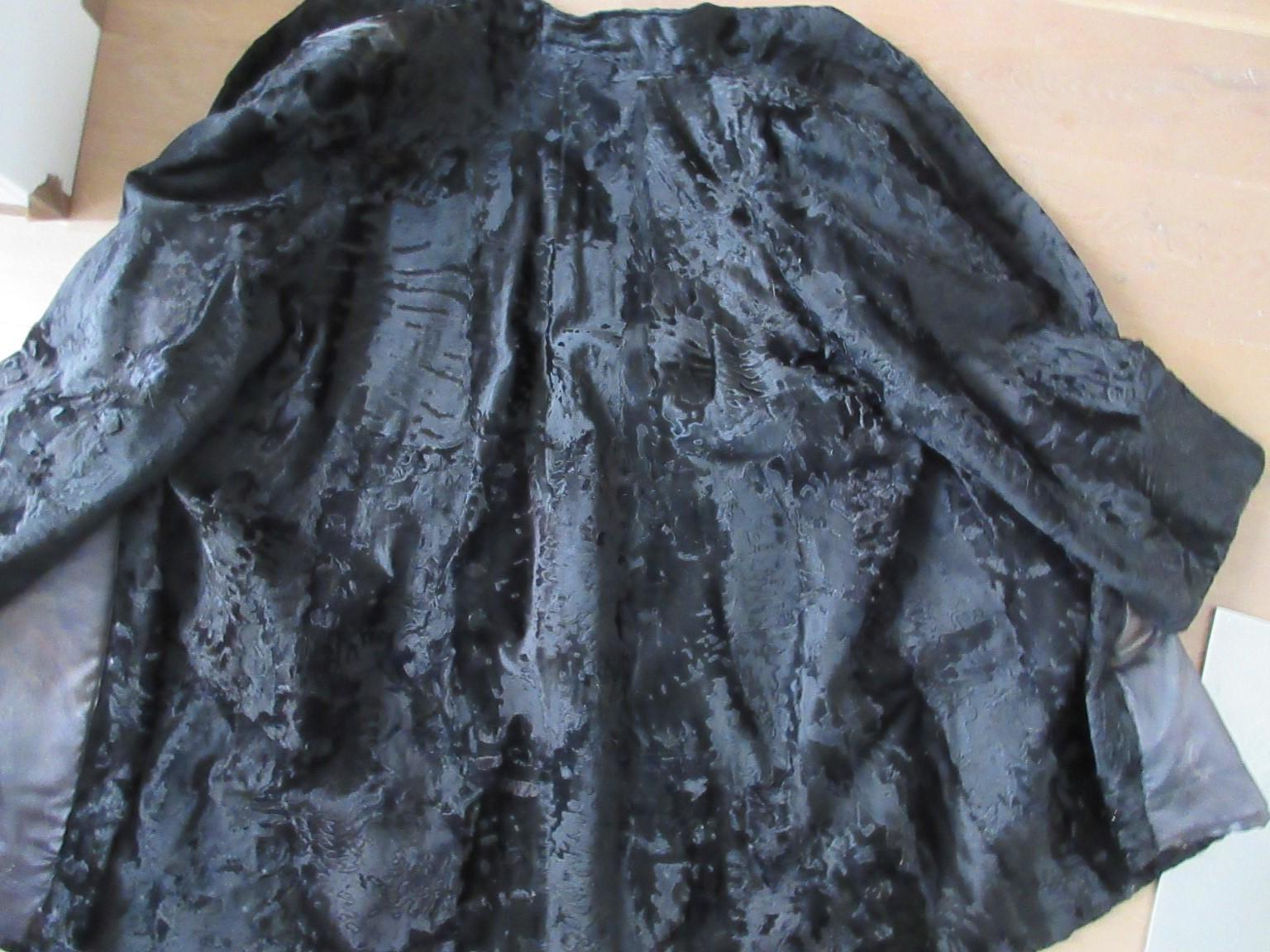 Black Broadtail Lamb Fur Coat For Sale 1