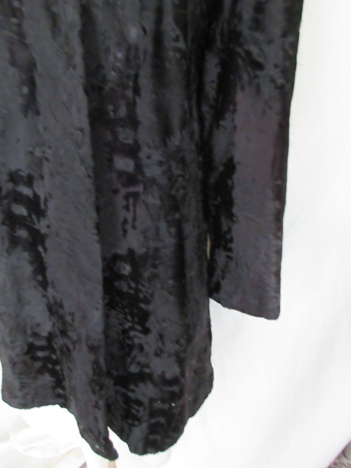 Black Broadtail Lamb Fur Coat For Sale 2
