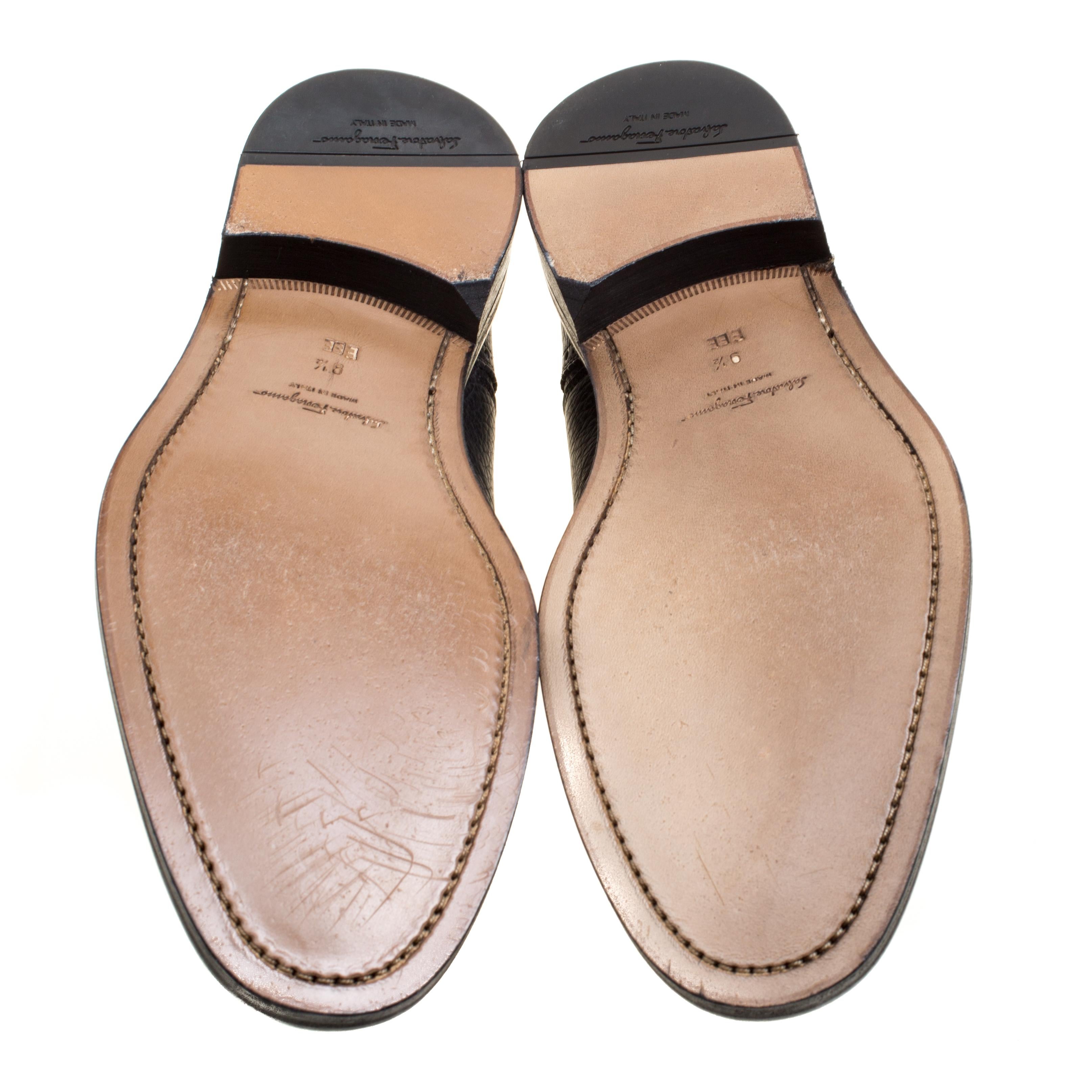 Women's Black Brogue Leather Genesis Fringe Detail Wingtip Loafers Size 43.5