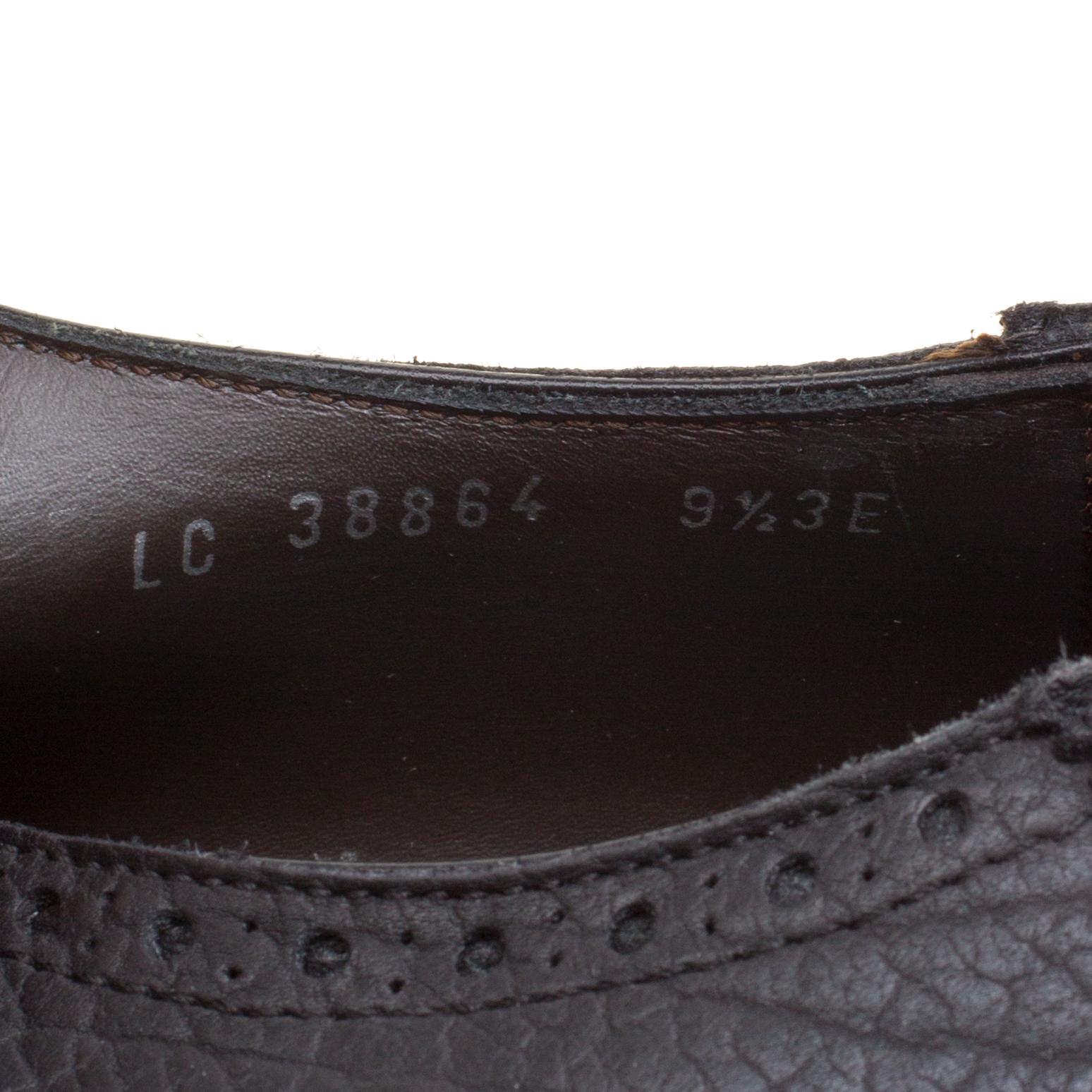 Black Brogue Leather Genesis Fringe Detail Wingtip Loafers Size 43.5 1