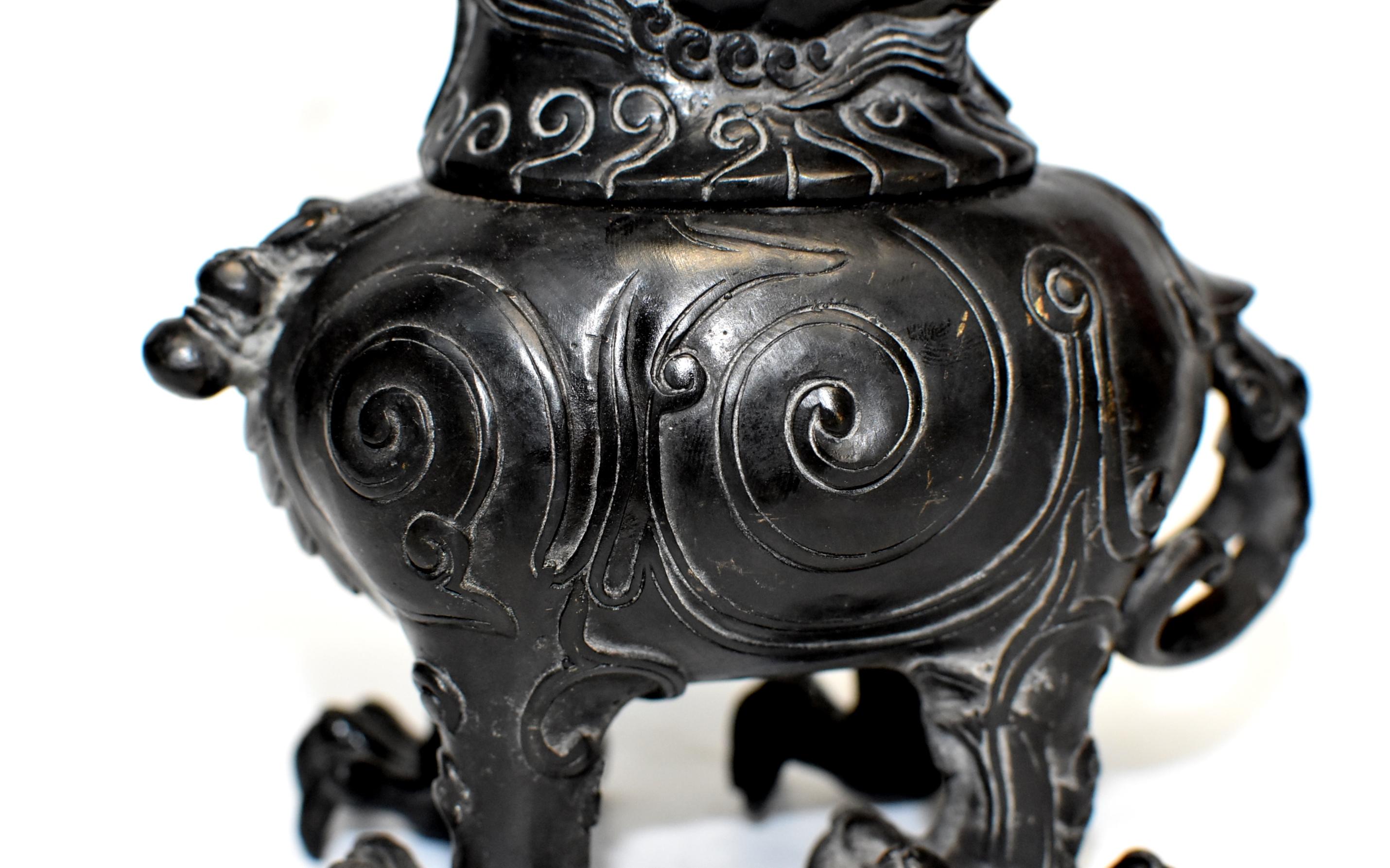 Black Bronze Censer in Beast Form For Sale 7