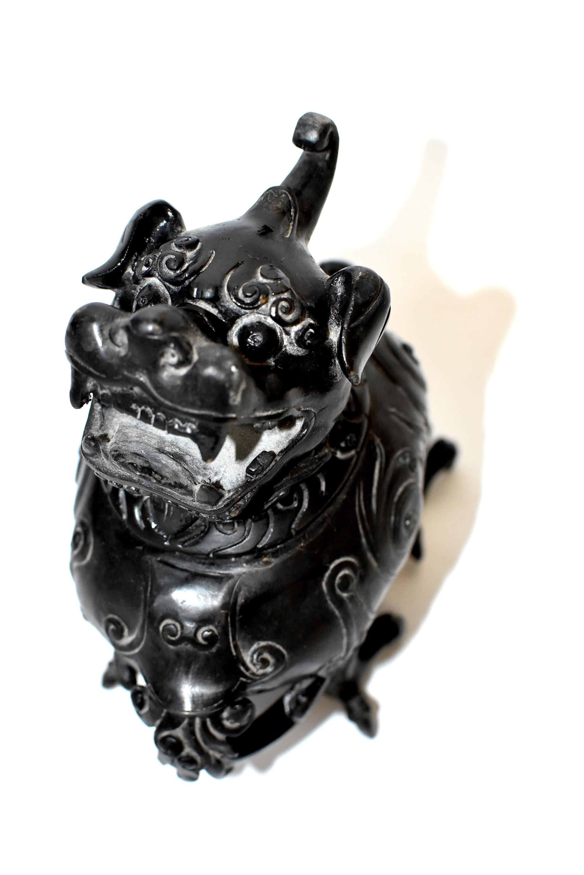 Black Bronze Censer in Beast Form For Sale 10