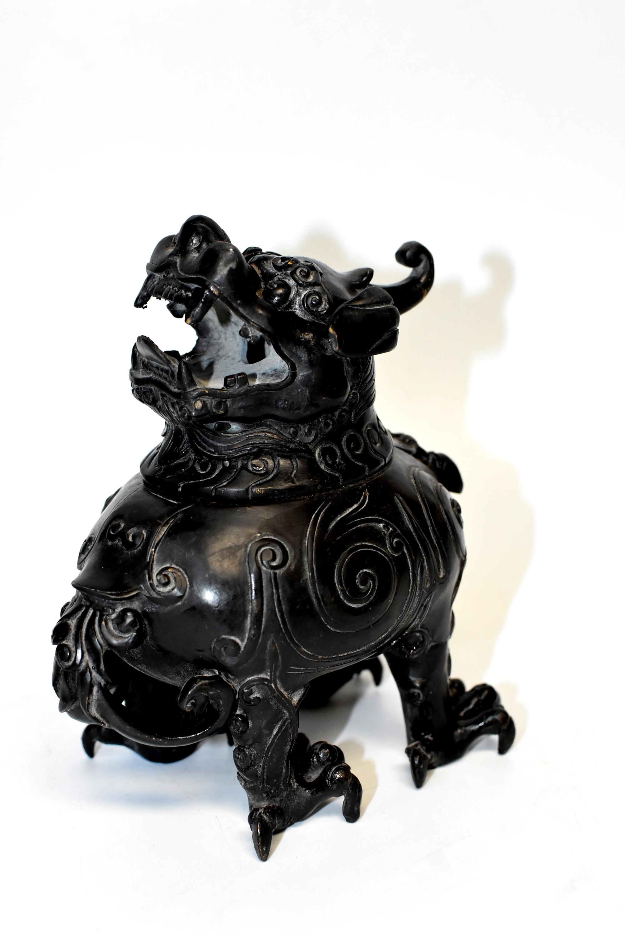 Black Bronze Censer in Beast Form For Sale 2