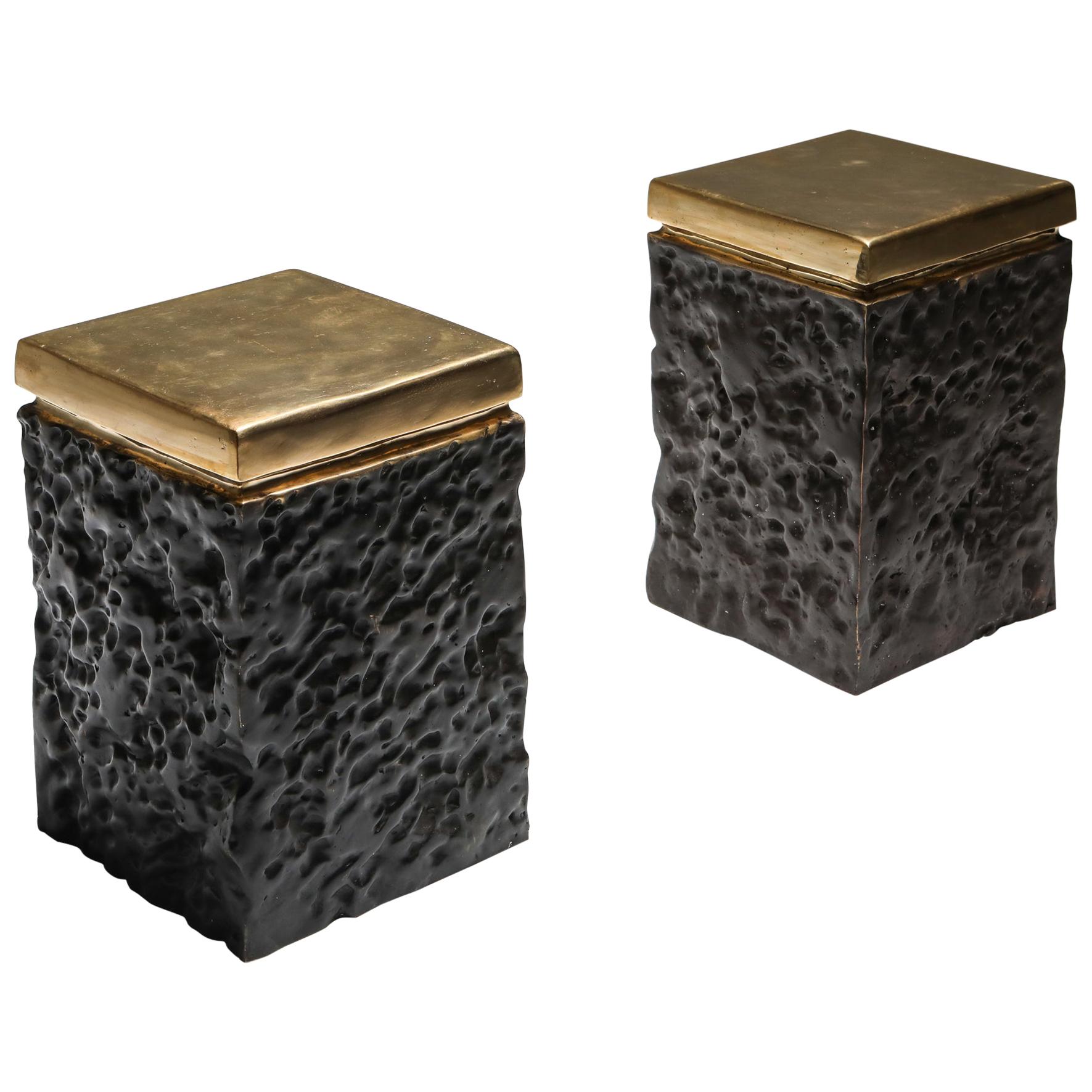 Black and Bronze Lava Stools 