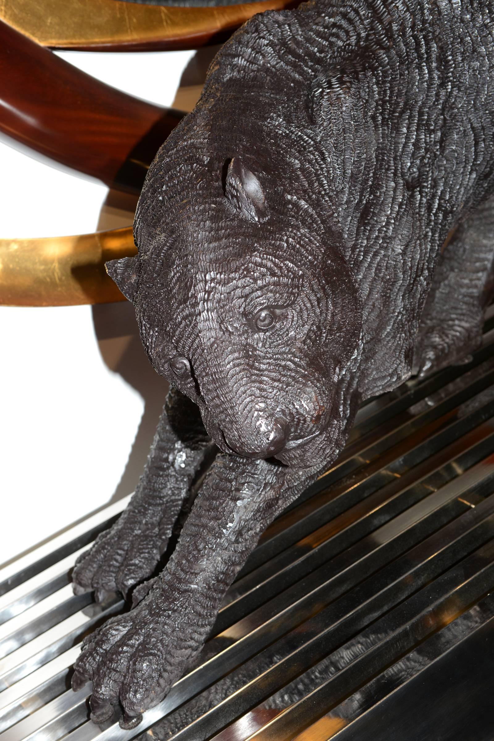 Panther-Skulptur aus schwarzer Bronze im Angebot 2