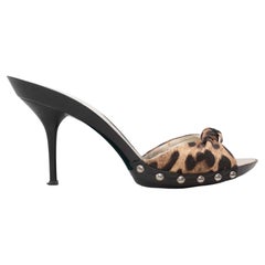 Black & Brown Dolce & Gabbana Leopard Print Heeled Sandals Size 37.5