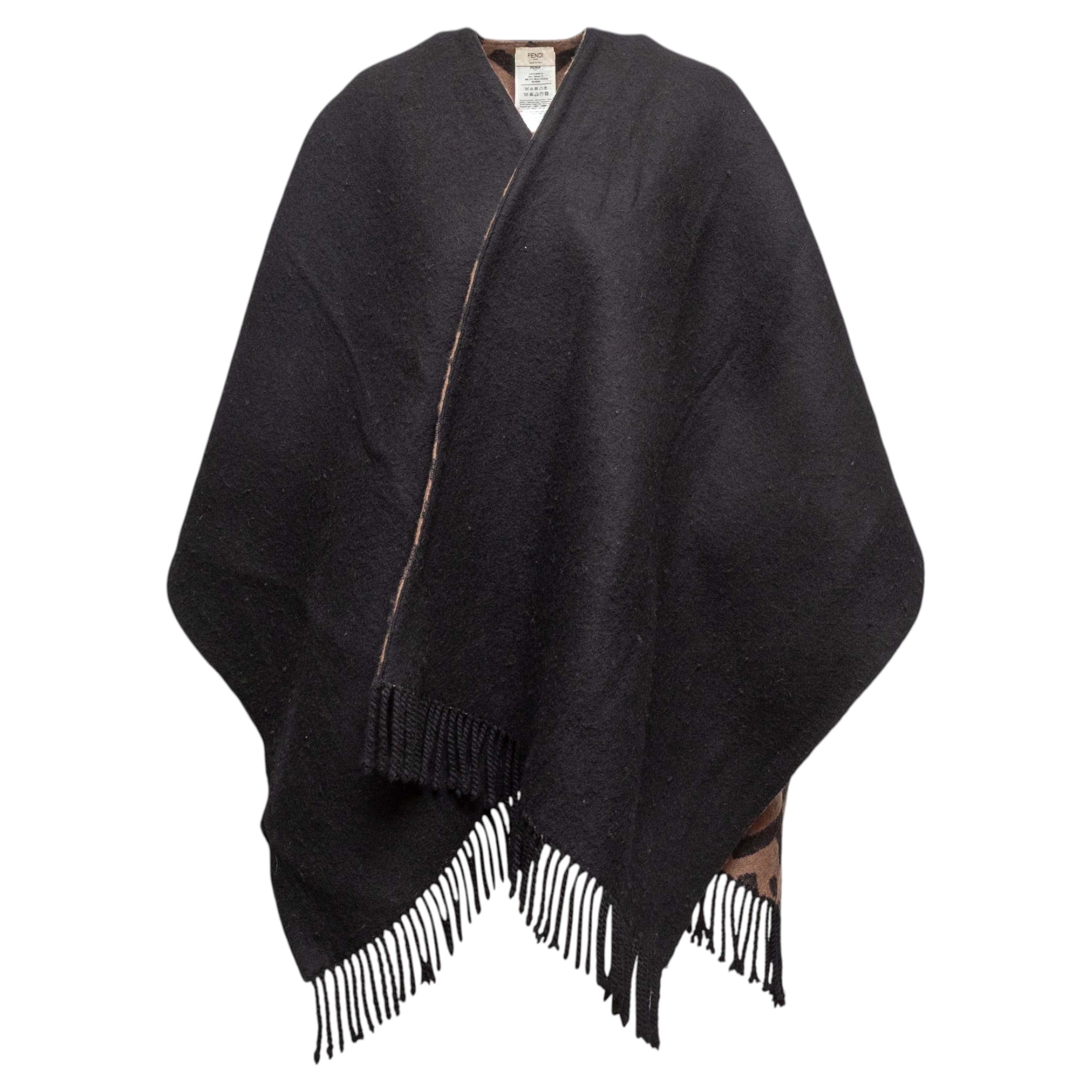 Black & Brown Fendi Wool & Cashmere-Blend Shawl Size O/S
