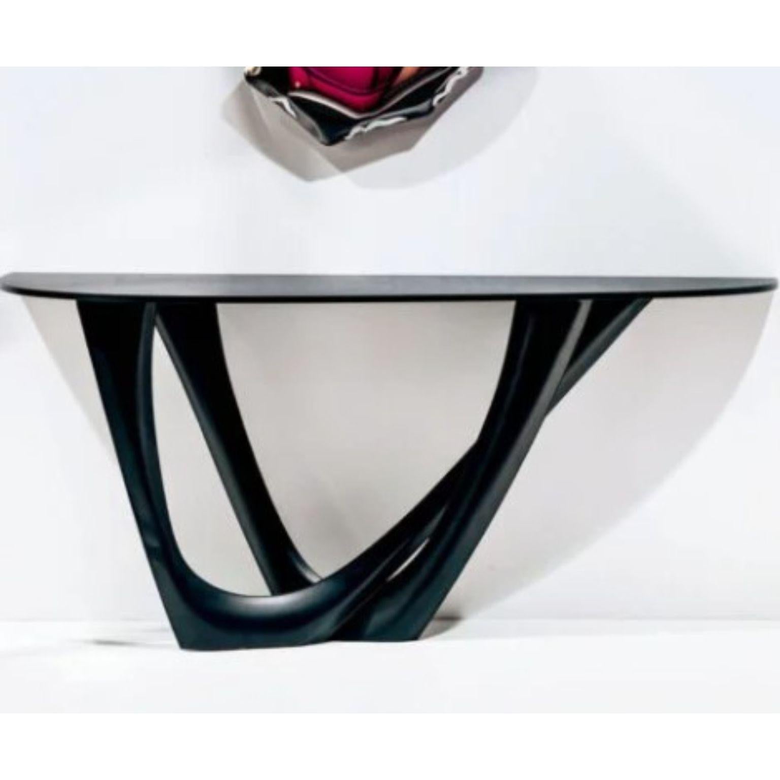 Powder-Coated Black Brown G-Console Duo Concrete Top and Steel Base by Zieta For Sale