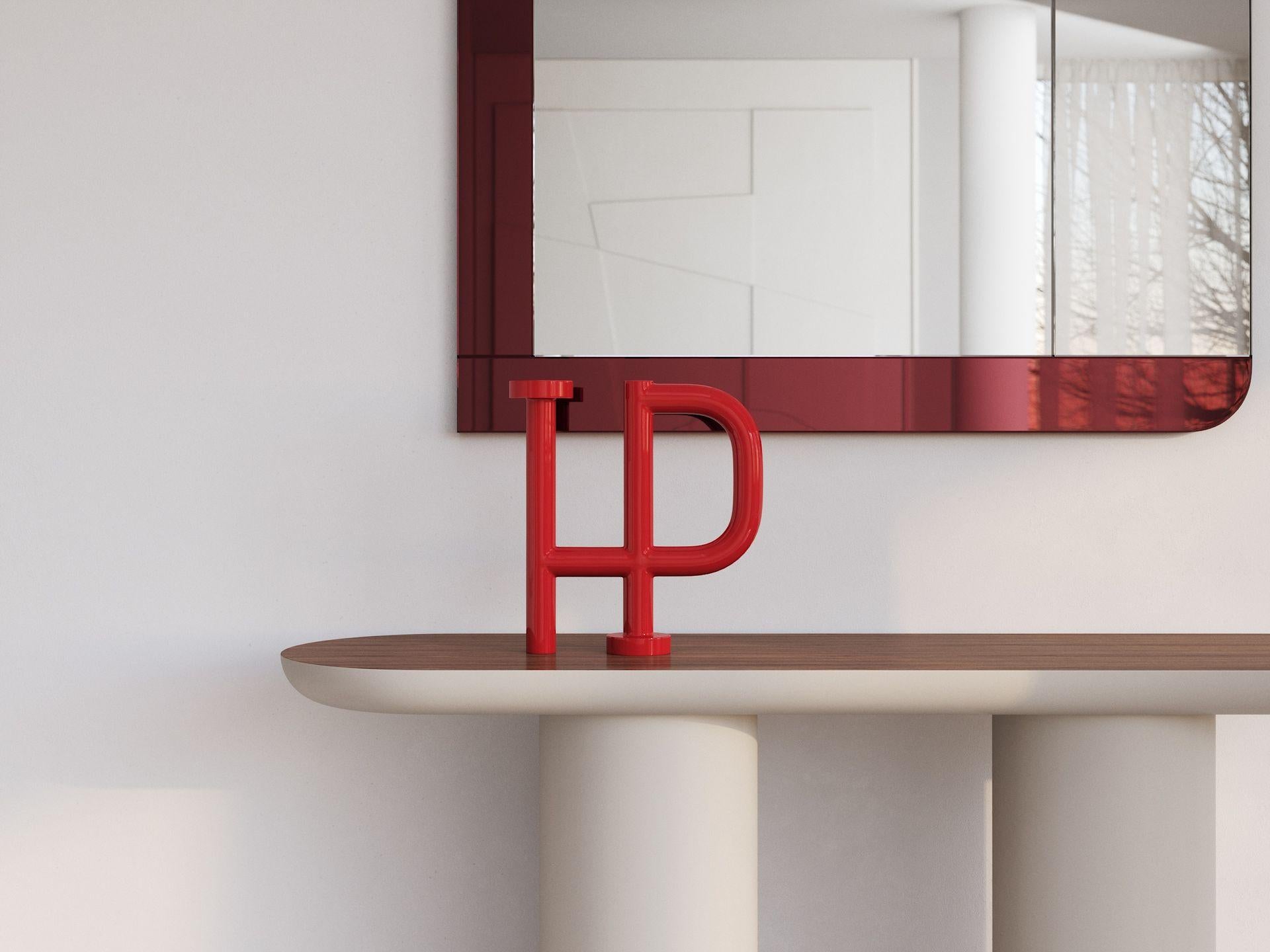 Glossy Black Brown Console with Rounded Edges Top & Cylinder Base by Ultramobili im Angebot 4