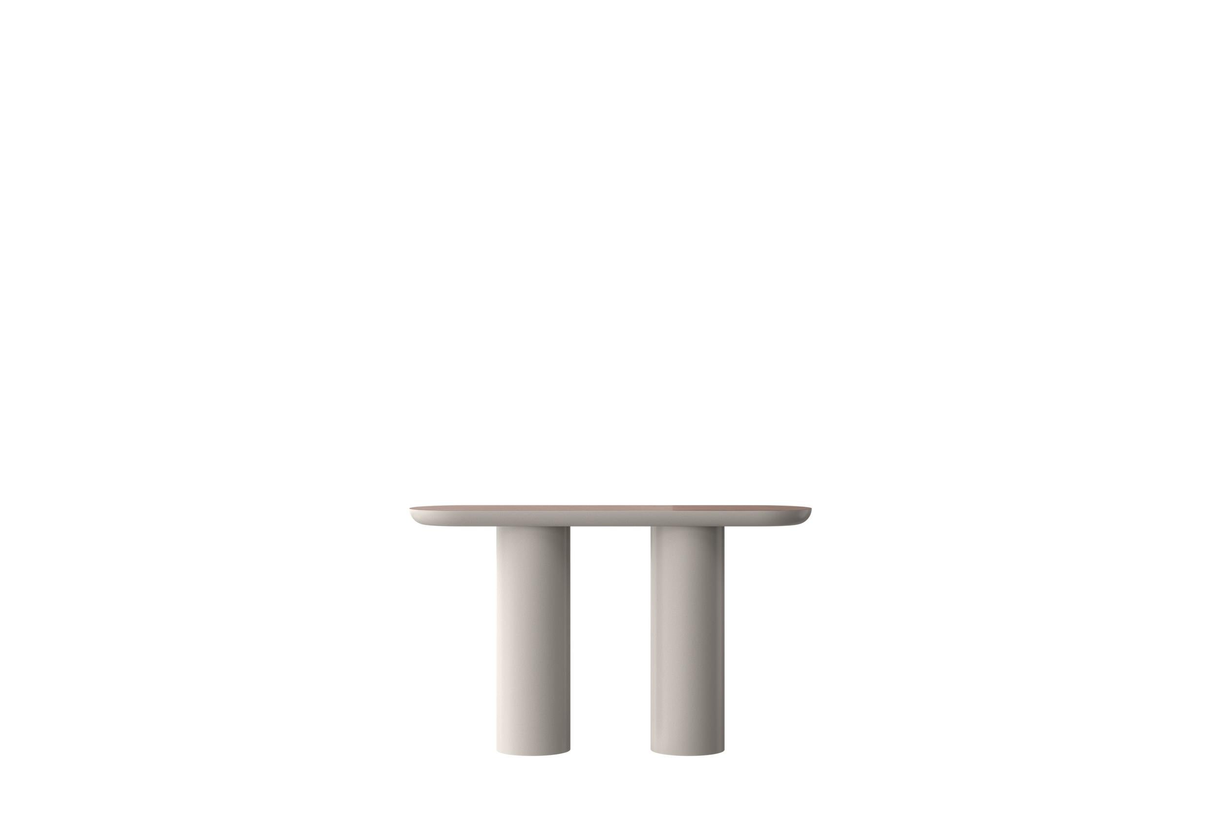 Glossy Black Brown Console with Rounded Edges Top & Cylinder Base by Ultramobili (21. Jahrhundert und zeitgenössisch) im Angebot