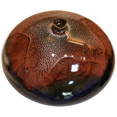Japanese Contemporary Black Brown Hand-Glazed Porcelain Vase by Master Artist
