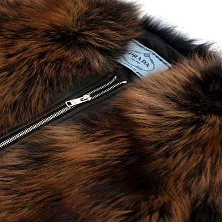 Black & Brown Leather & Fox Fur Jacket For Sale 1