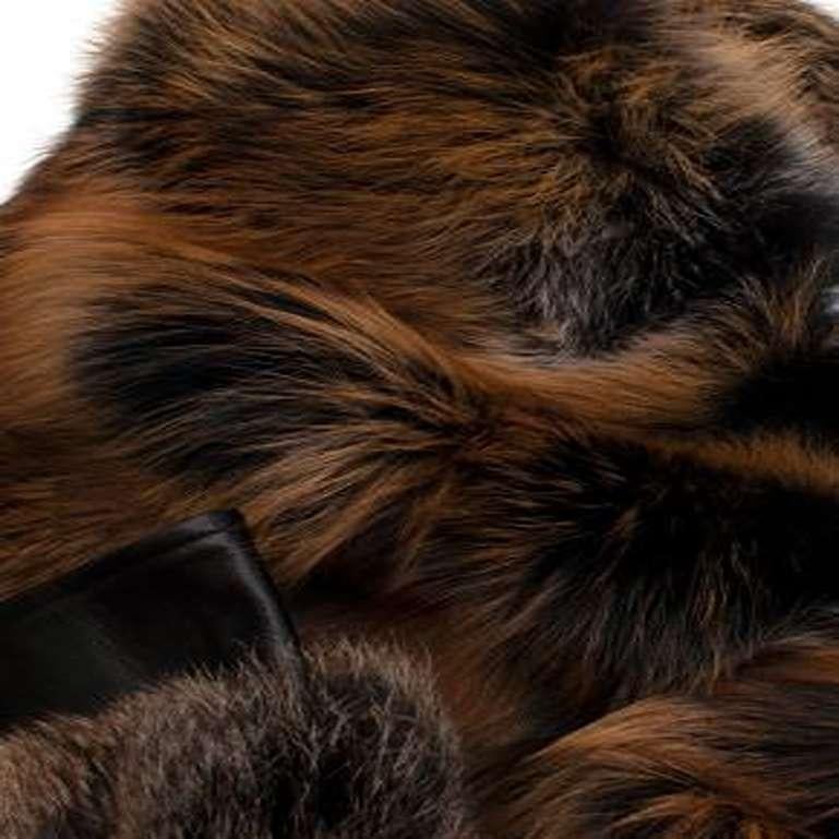Black & Brown Leather & Fox Fur Jacket For Sale 2