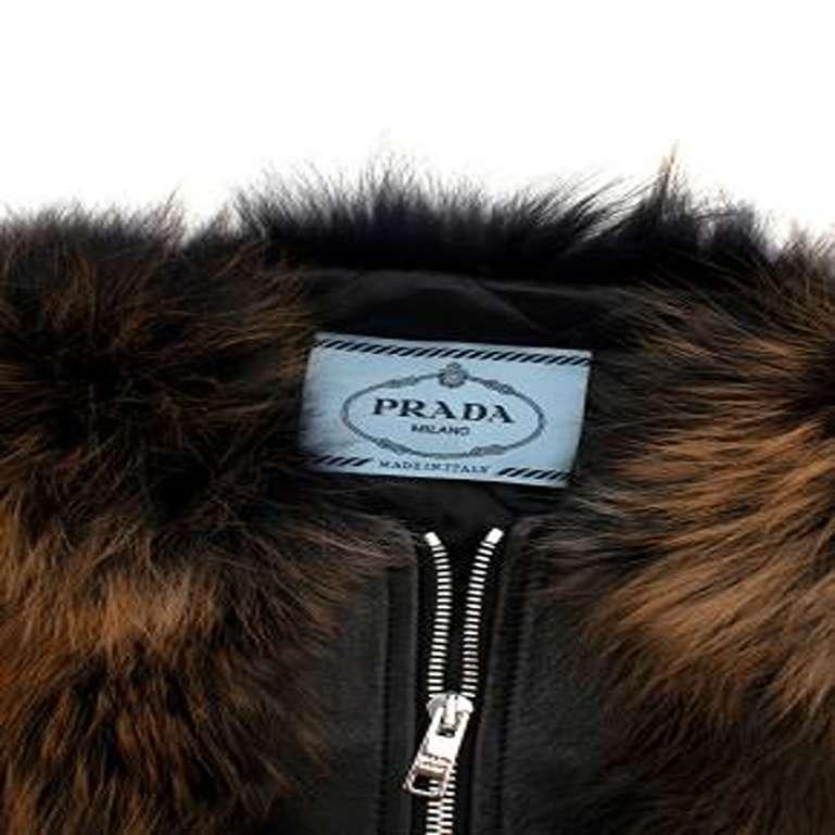 Black & Brown Leather & Fox Fur Jacket For Sale 3