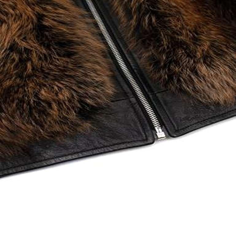 Black & Brown Leather & Fox Fur Jacket For Sale 4
