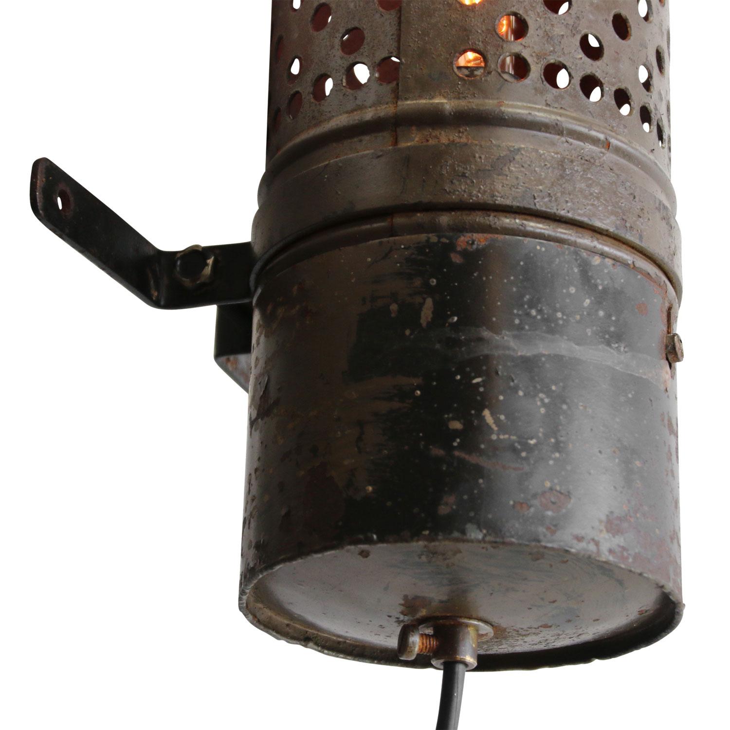 Black Brown Metal Vintage Industrial Scone Wall Light In Good Condition In Amsterdam, NL