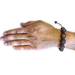 Black & Brown Pave Diamonds Macrame Bracelet