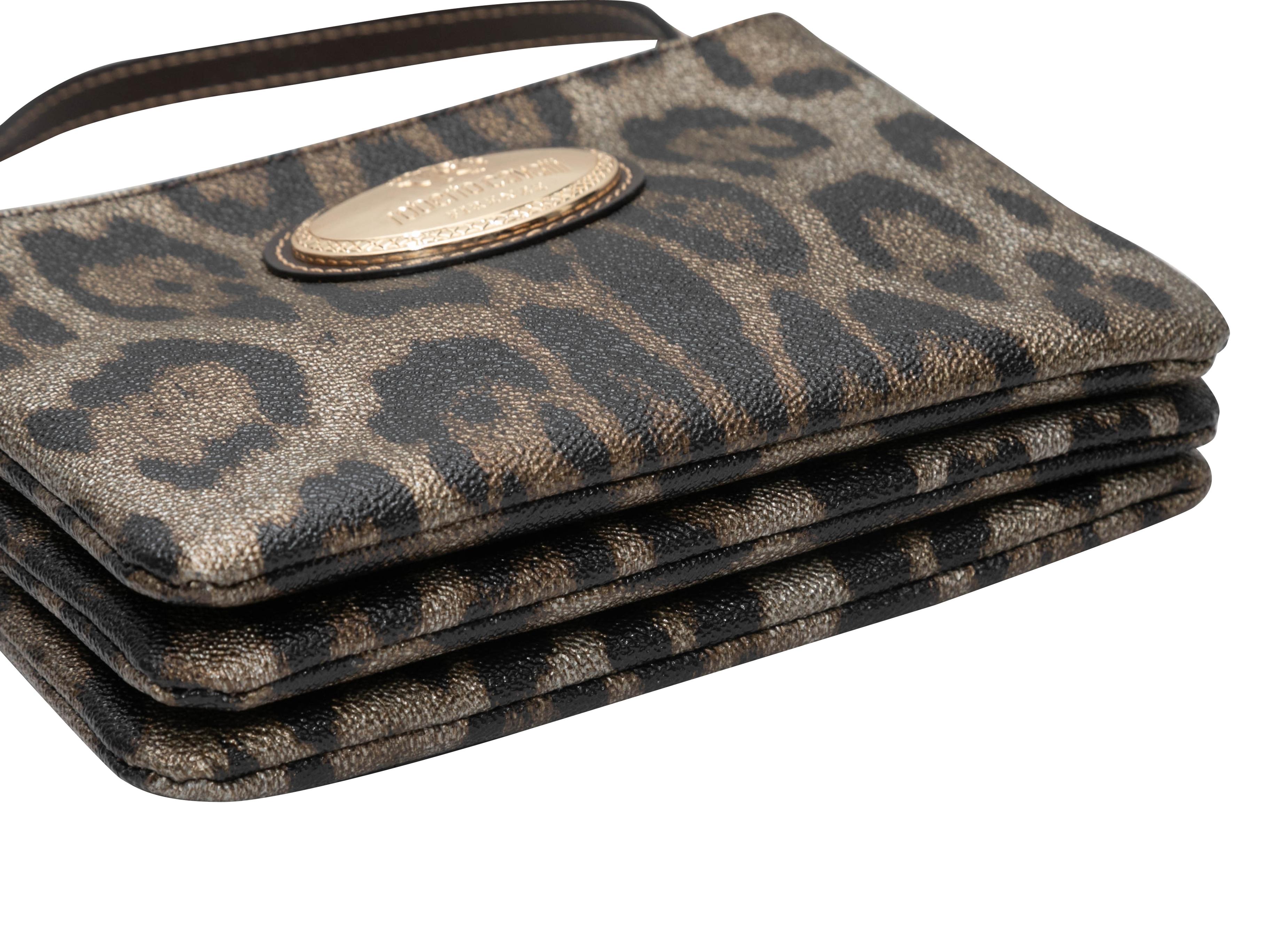 Women's Black & Brown Roberto Cavalli Leopard Print Crossbody Bag For Sale
