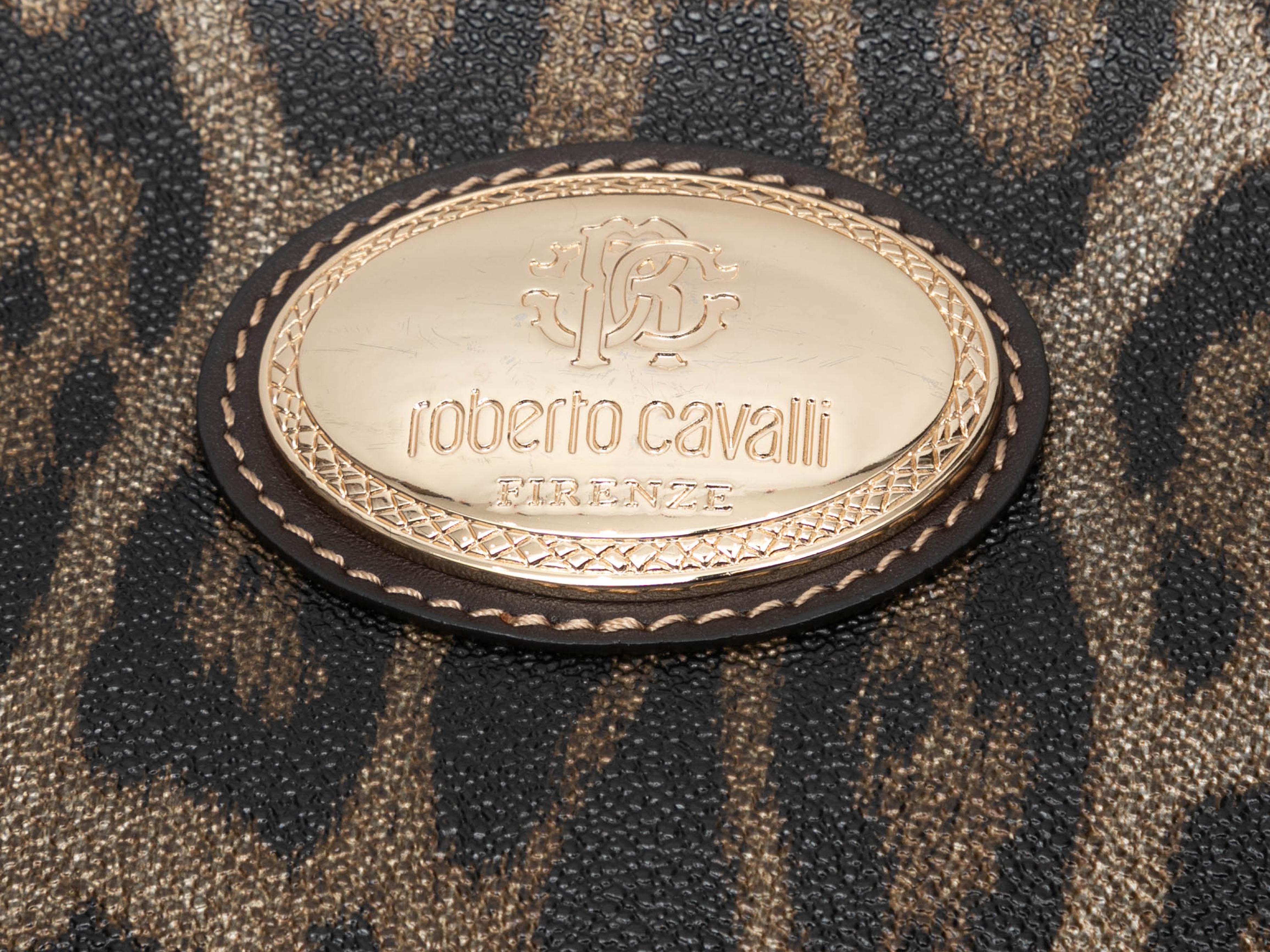 Black & Brown Roberto Cavalli Leopard Print Crossbody Bag For Sale 2