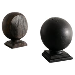 Black & Brown Swedish Antique Abstract Wooden Sculptures in Pine & Oak, 1950s