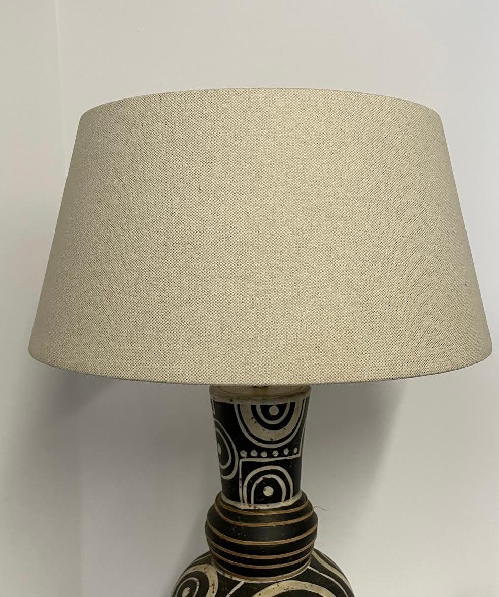 Black & Brown Tribal Design Pair of Lamps, China, Contemporary In New Condition In New York, NY