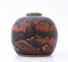 Black & Brown Vase Carl-Harry Stålhane Rörstrand Atelier, Midcentury Vintage