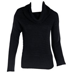 Black Brunello Cucinelli Ribbed Cashmere Sweater