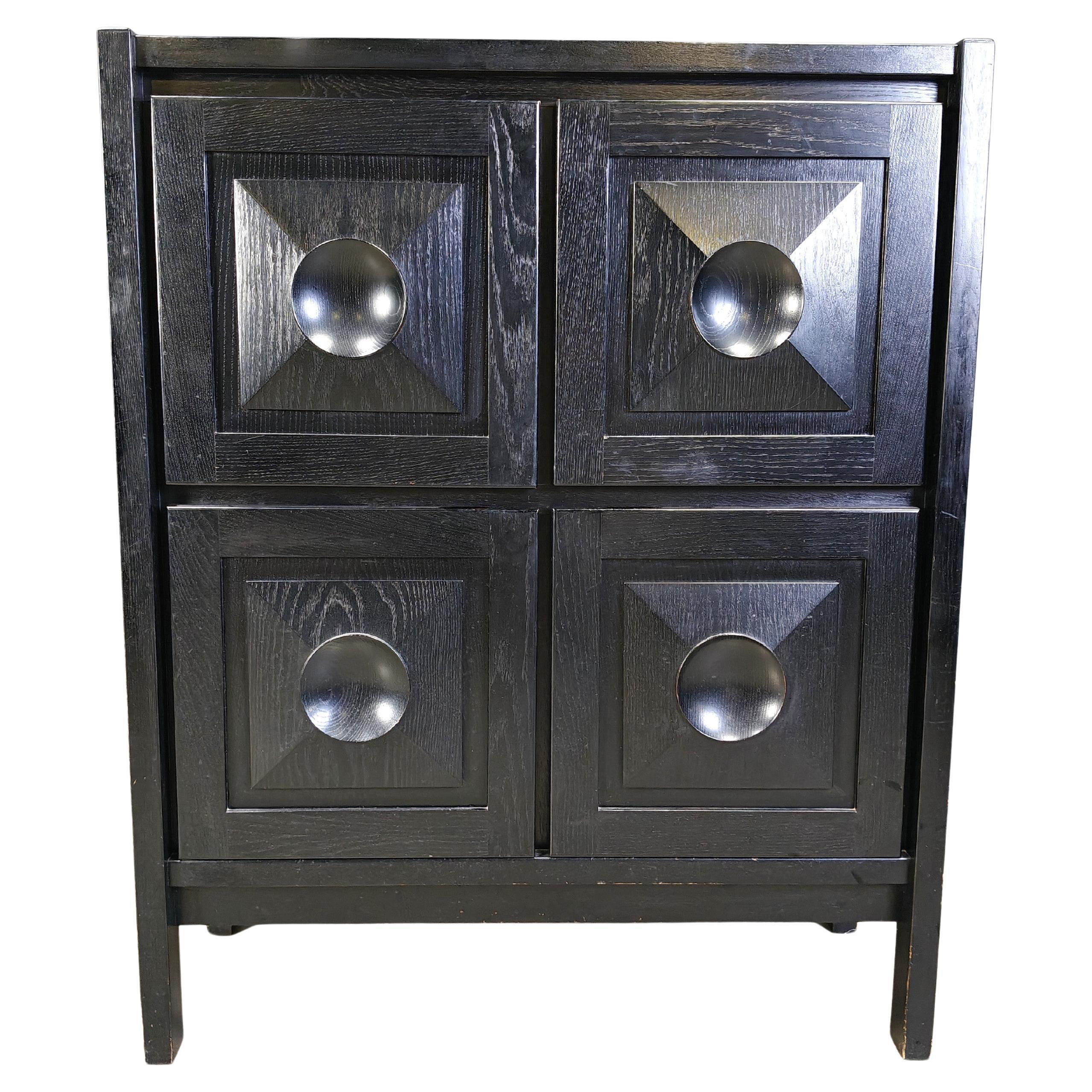 Black brutalist bar cabinet, 1970s