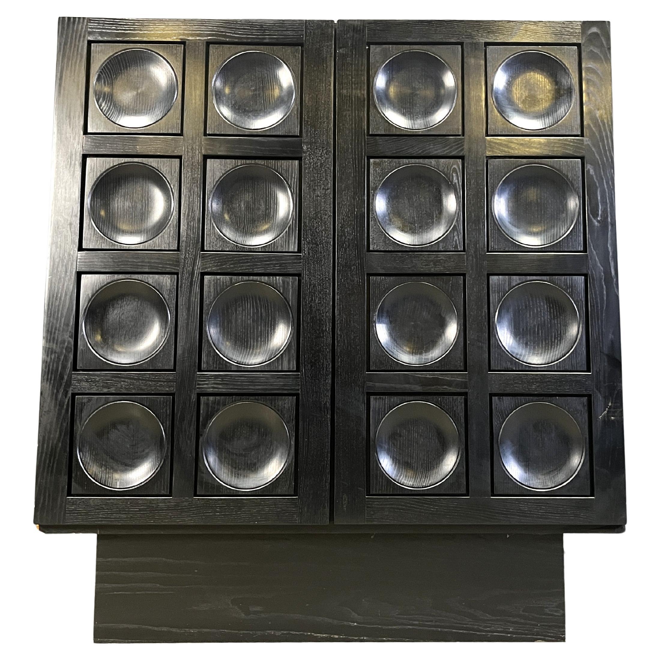Black brutalist bar cabinet, 1970s For Sale