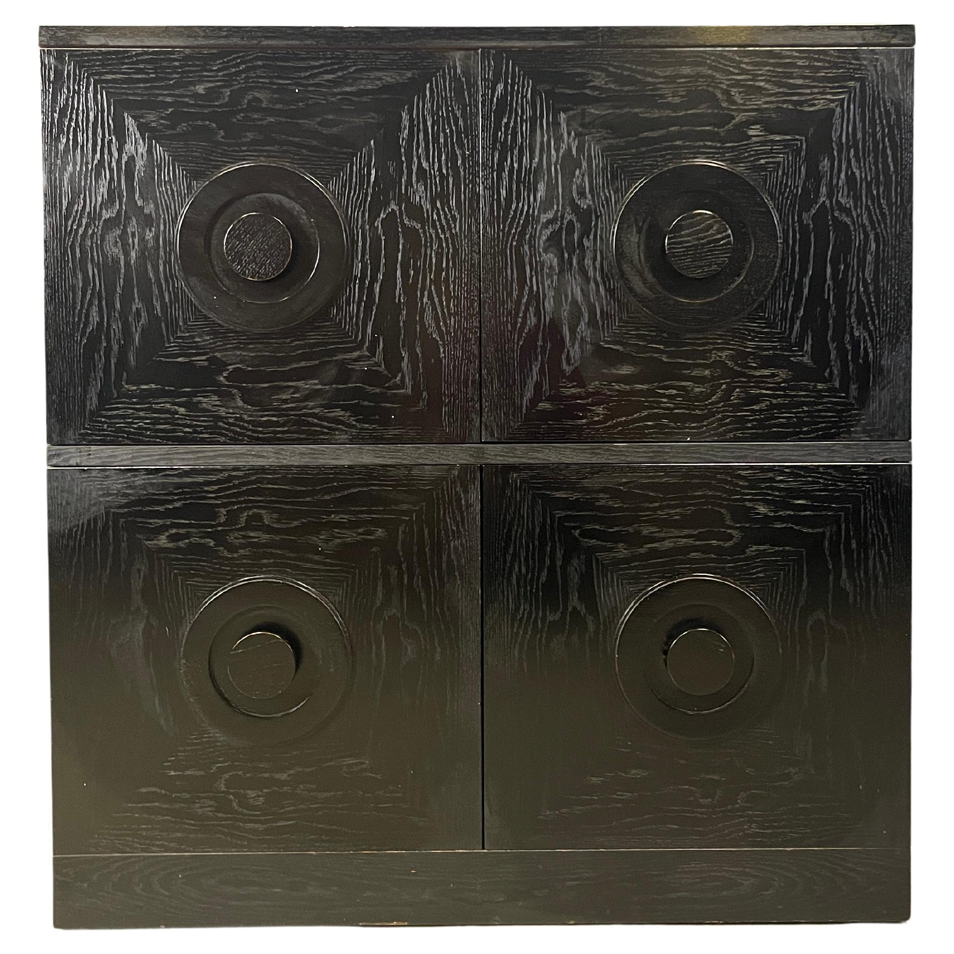 Black brutalist bar cabinet, 1970s