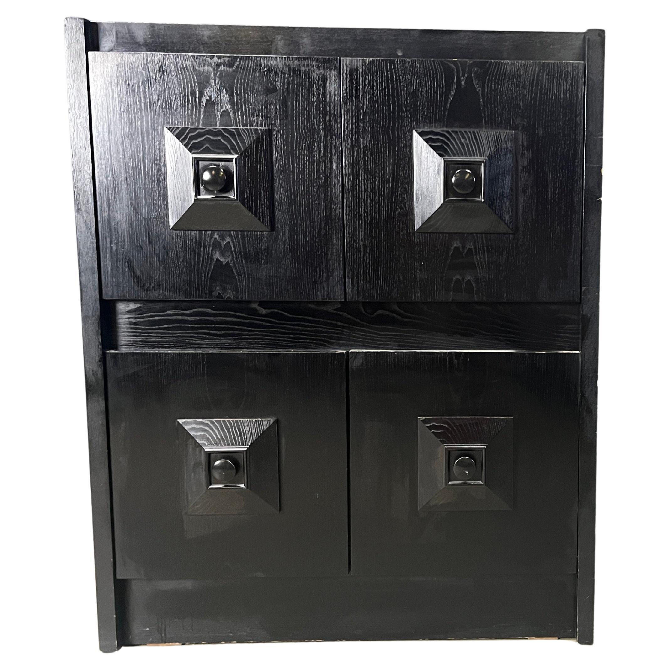 Black brutalist bar cabinet, 1970s