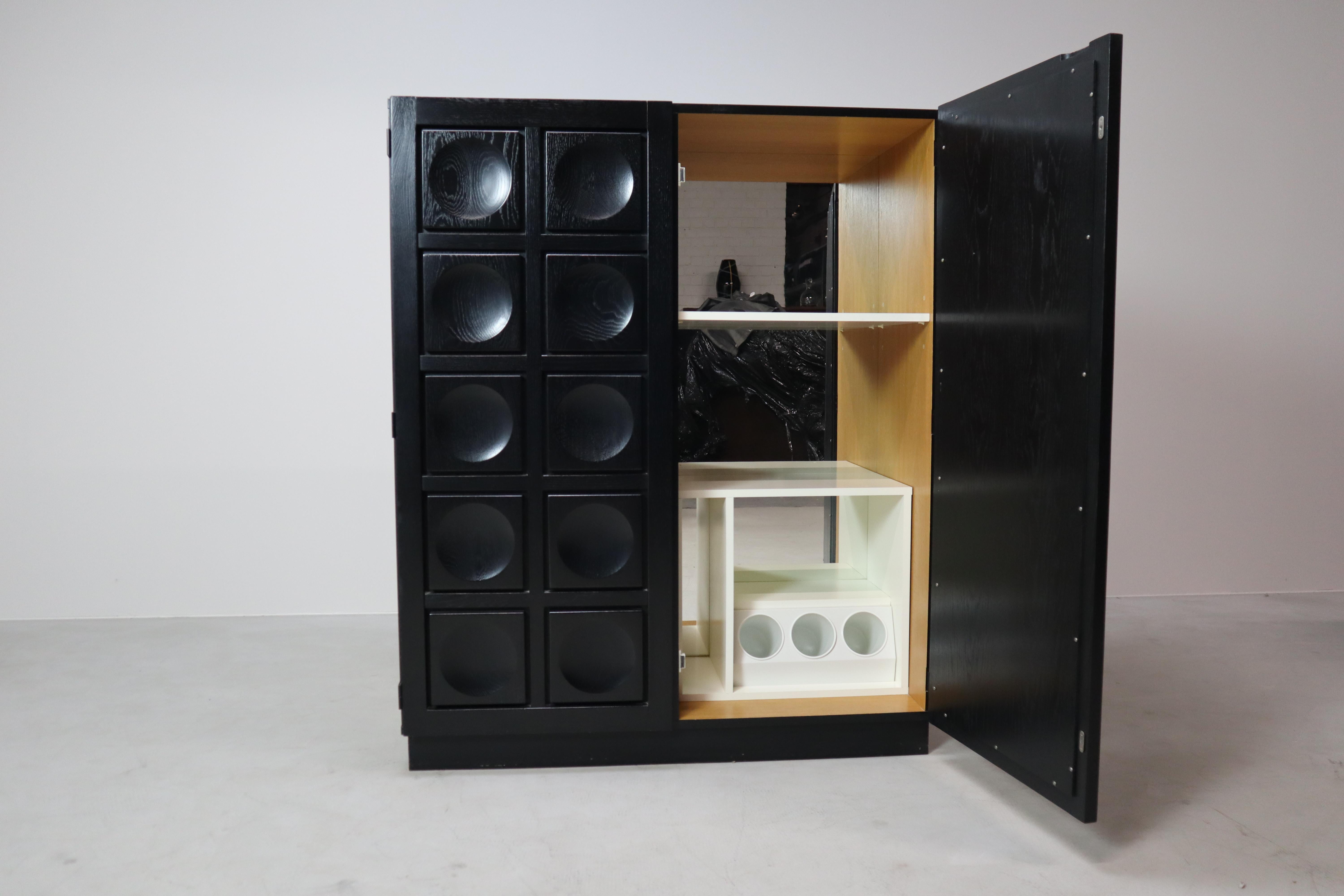 Meuble de bar brutaliste noir de Frans Defour, Belgique, années 1970 6