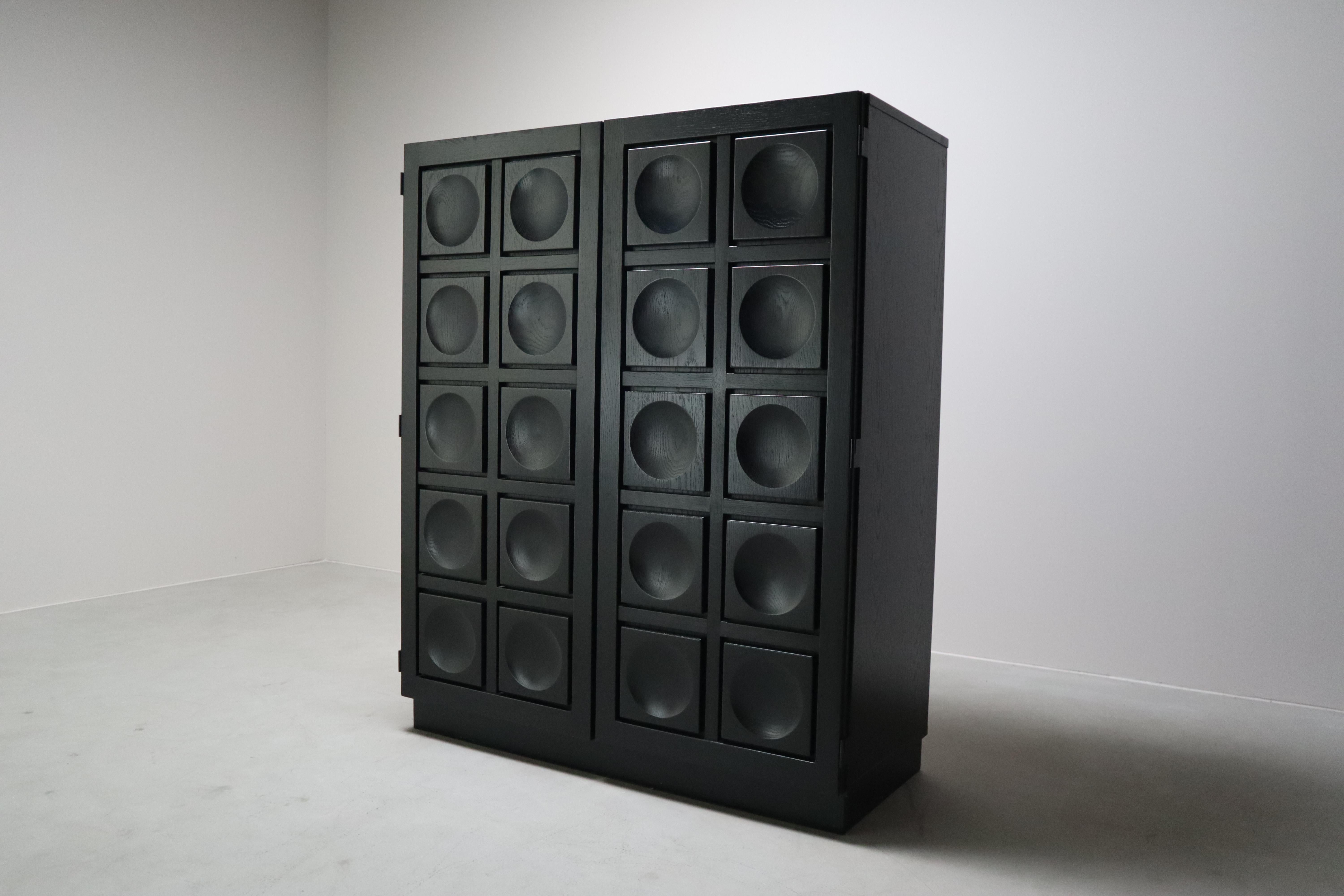 Brutalisme Meuble de bar brutaliste noir de Frans Defour, Belgique, années 1970