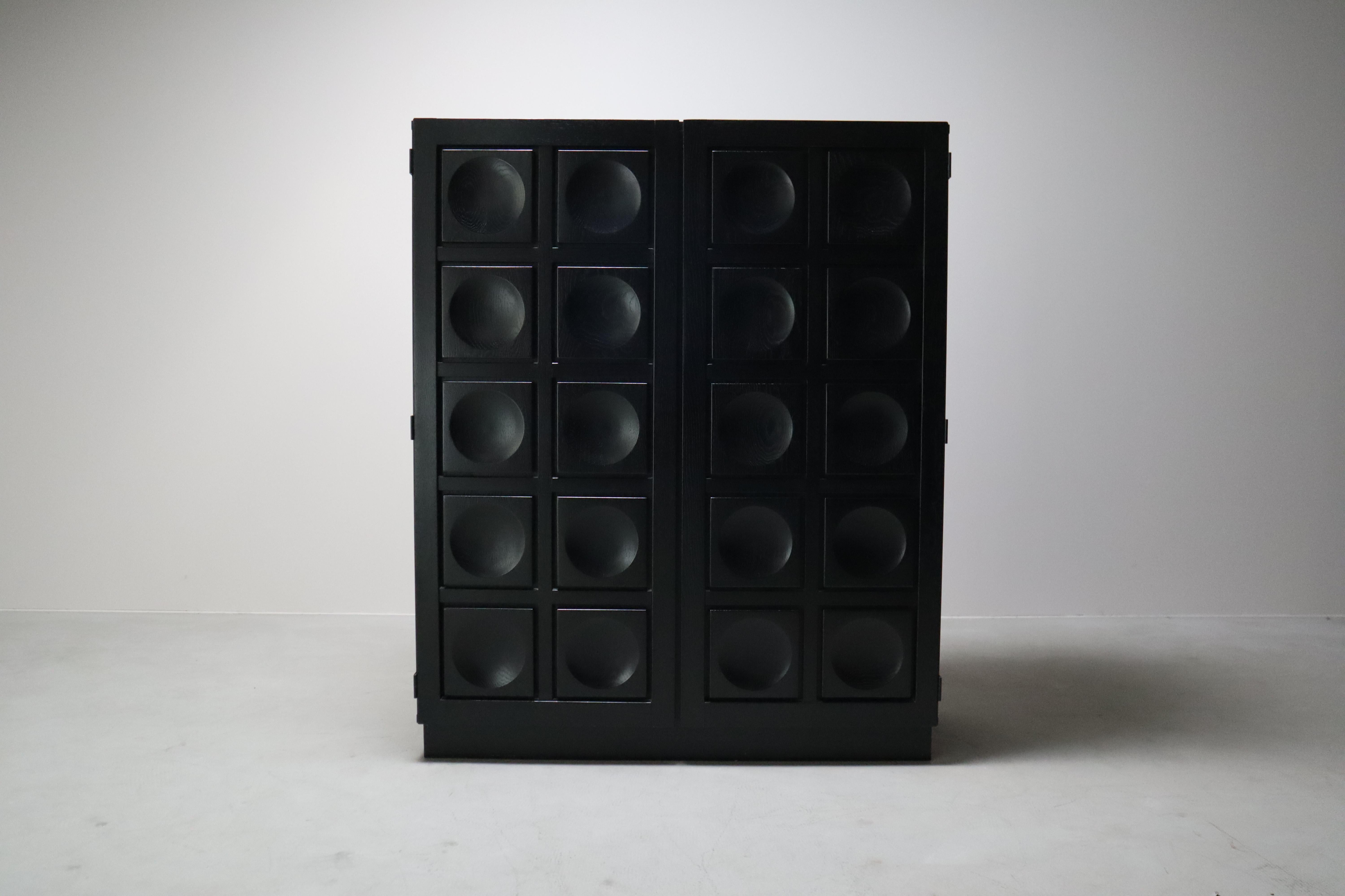 Belge Meuble de bar brutaliste noir de Frans Defour, Belgique, années 1970